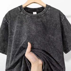 Men's Summer T-shirt 230G Heavy Cotton Vintage Washed T-Shirts Oversized Short Sleeve Loose Streetwear Short Sleeve Tops Tee